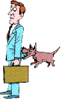 Cartoon of dog biting master